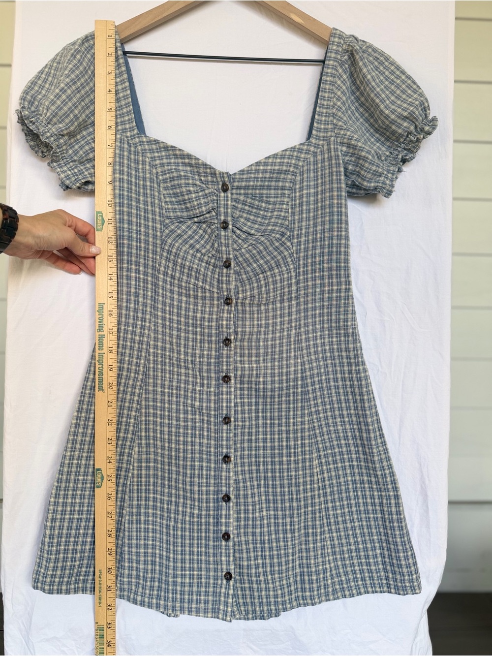Kimchi Blue Gingham Milkmaid Cottagecore Mini Dress M 100% Cotton - Picture 5 of 6